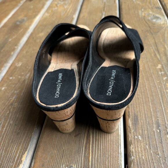 EUC Donald Pliner Black CrissCross Dakota Cork Wedges in Women's 9 - Picture 10 of 11
